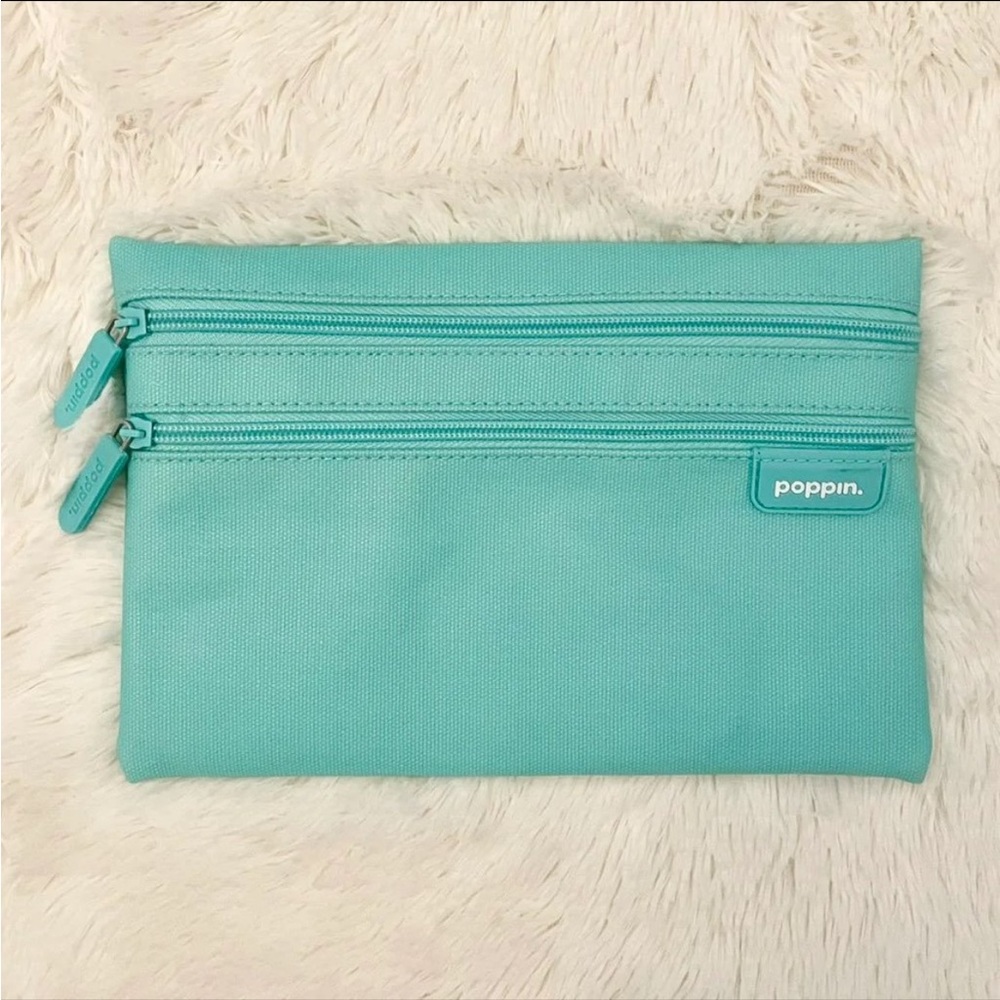 Poppin Aqua Zipper Pencil Case/Pouch
